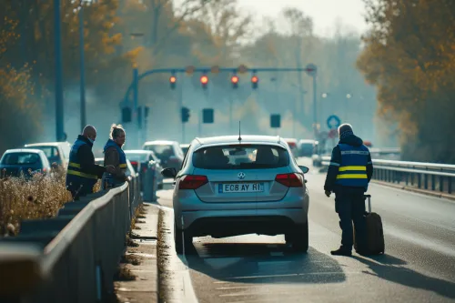Douanier contrôlant la quantité de cartouches de cigarettes pour vérifier le dépassement de tabac autorisé en franchise